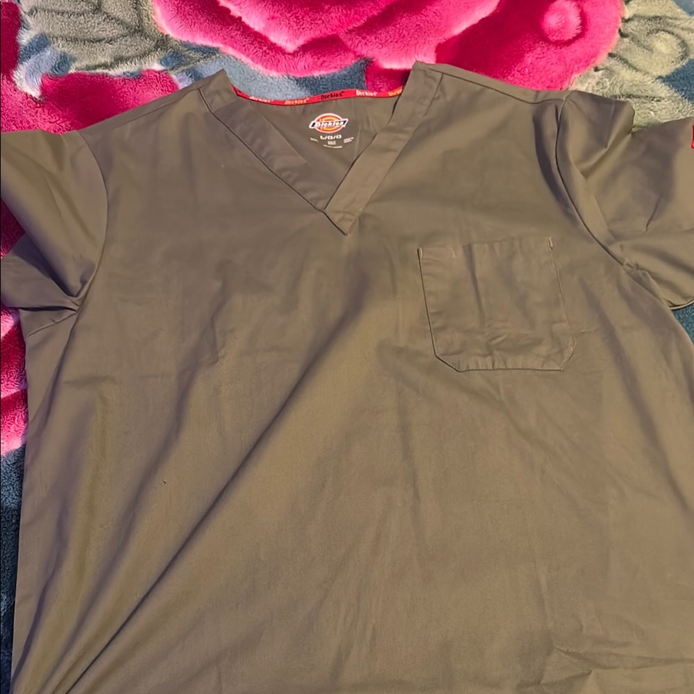 Dickies Gray V-Neck Shirt Durable Fabric